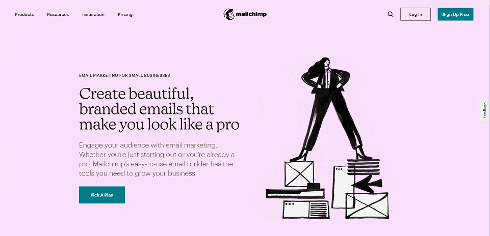 Impulse su negocio con la automatización del marketing por correo electrónico Captura de pantalla de la página de inicio de MailChimp