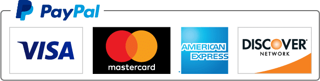 Trust Badges 101: Cómo generar confianza y aumentar las conversiones de comercio electrónico Insignia de confianza de pago aceptado de PayPal, que muestra los logotipos de Visa, MasterCard, American Express y Discover.