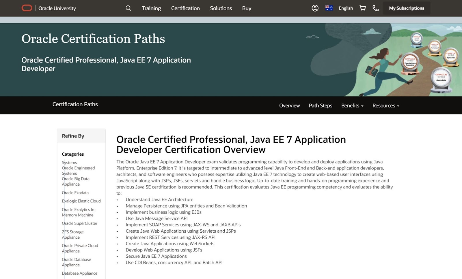 Cómo convertirse en un desarrollador de Java: todo lo que necesita saber Una captura de pantalla de una de las certificaciones Java de Oracle