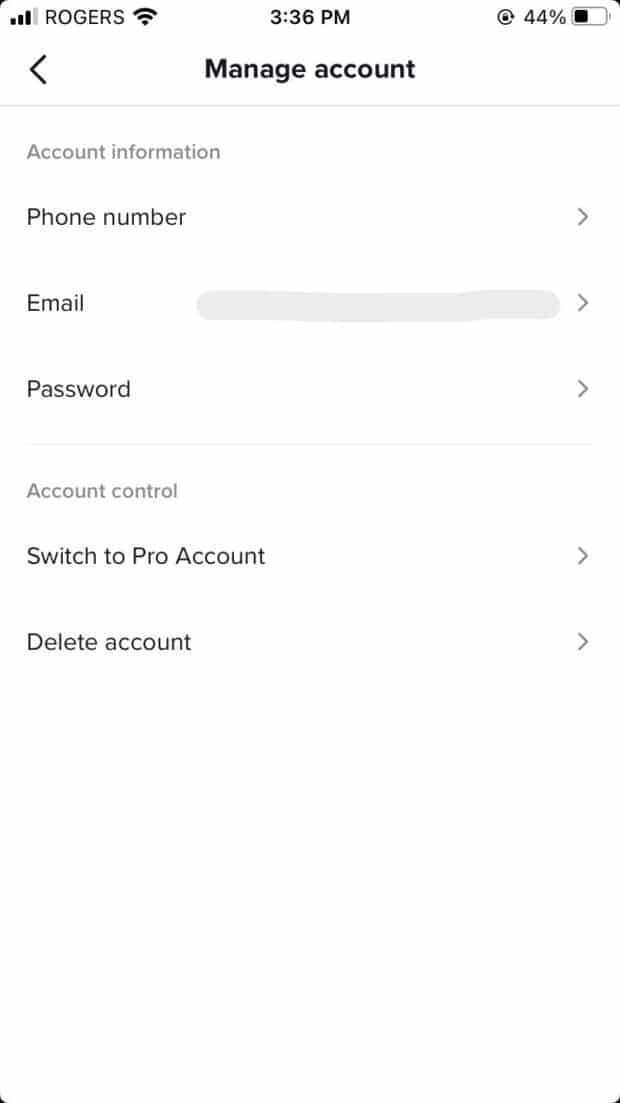 Administrar cuenta en TikTok