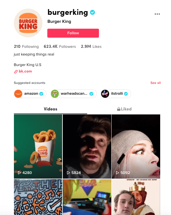 Cuenta TikTok de Burger King