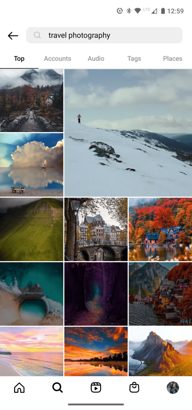 p&aacute;gina de resultados de palabras clave para fotograf&iacute;a de viajes
