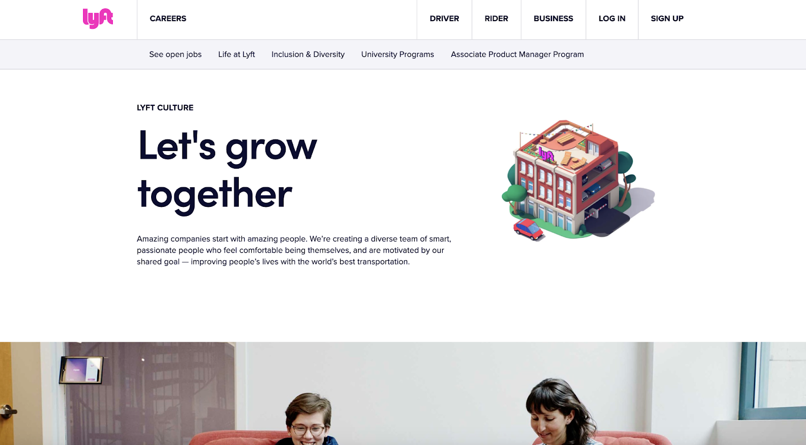 30 ejemplos de páginas Stellar Acerca de nosotros para inspirarte Lyft aprovecha los valores del trabajo en equipo y la unión en su página Acerca de nosotros.