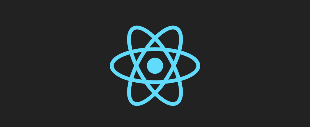 El logo oficial de React de un &aacute;tomo azul el&eacute;ctrico sobre un fondo negro.