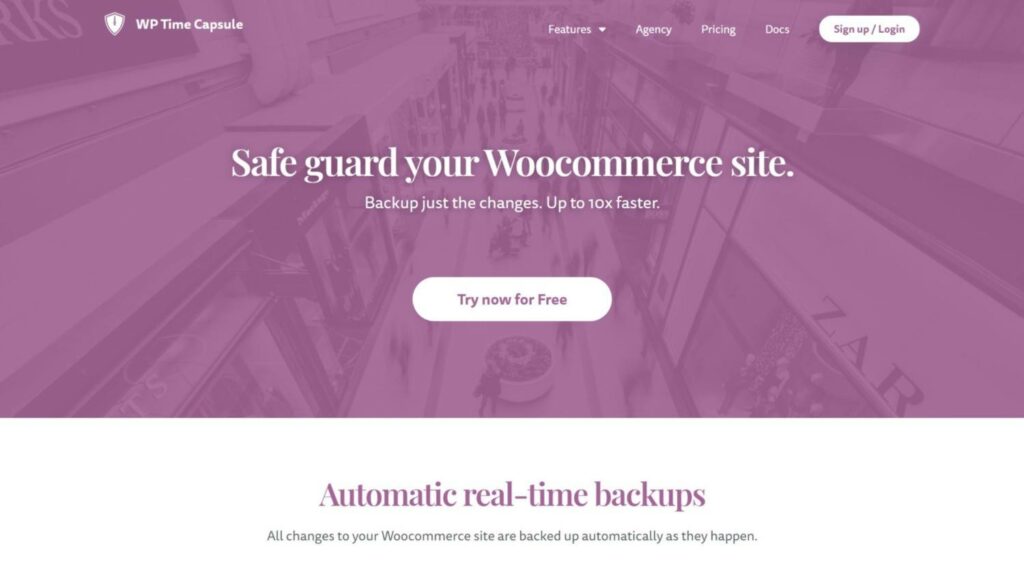 Cómo hacer una copia de seguridad de la base de datos de WooCommerce para proteger los datos de su tienda La página de WooCommerce para el complemento WP Time Capsule.