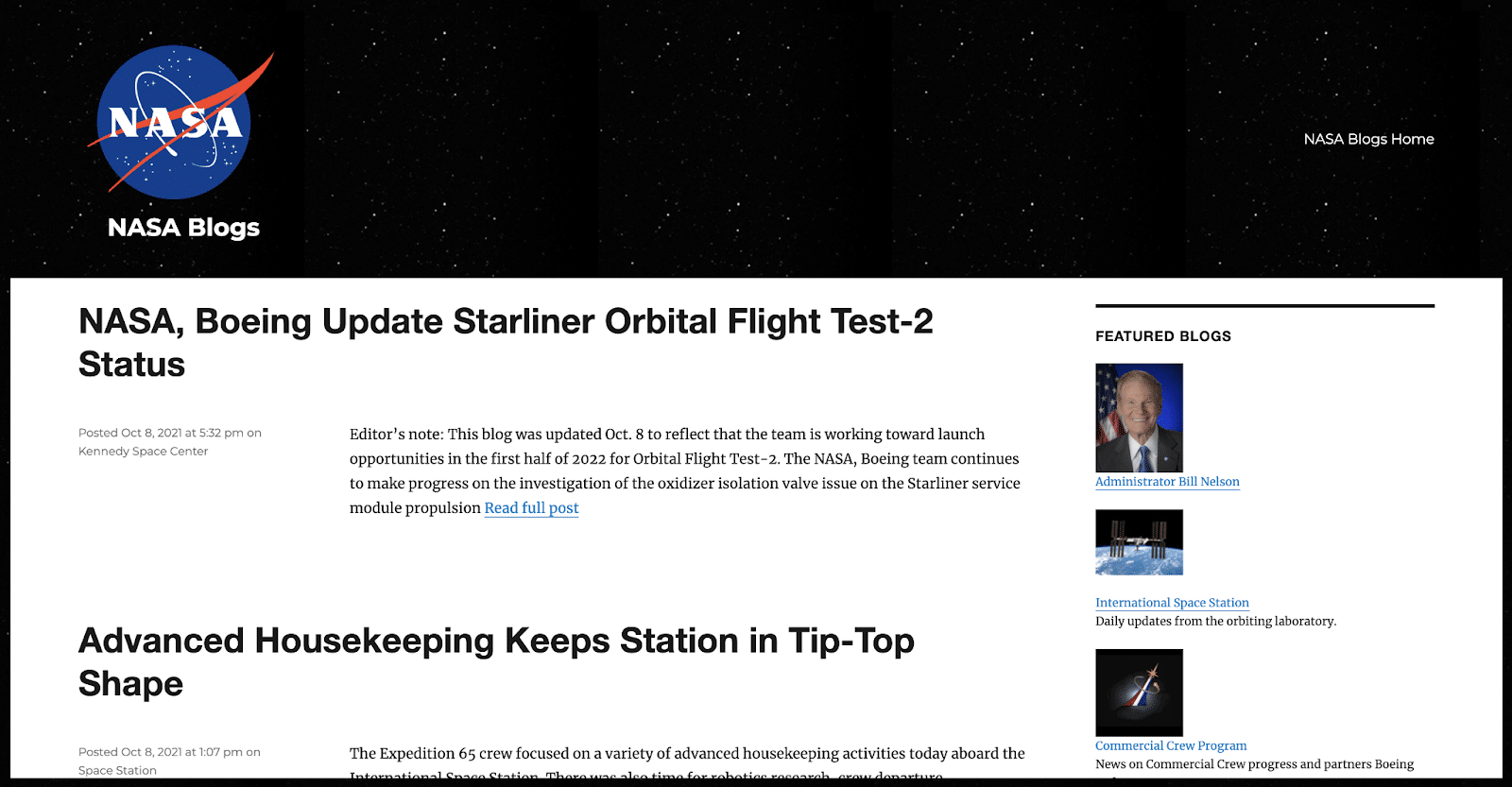 La NASA usa un acr&oacute;nimo en el nombre de su blog
