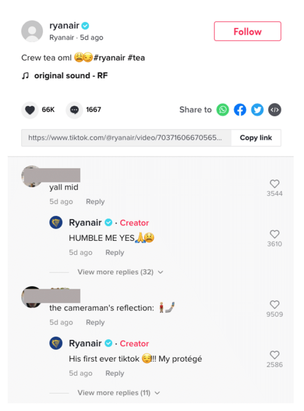 Respuesta al comentario de Ryanair