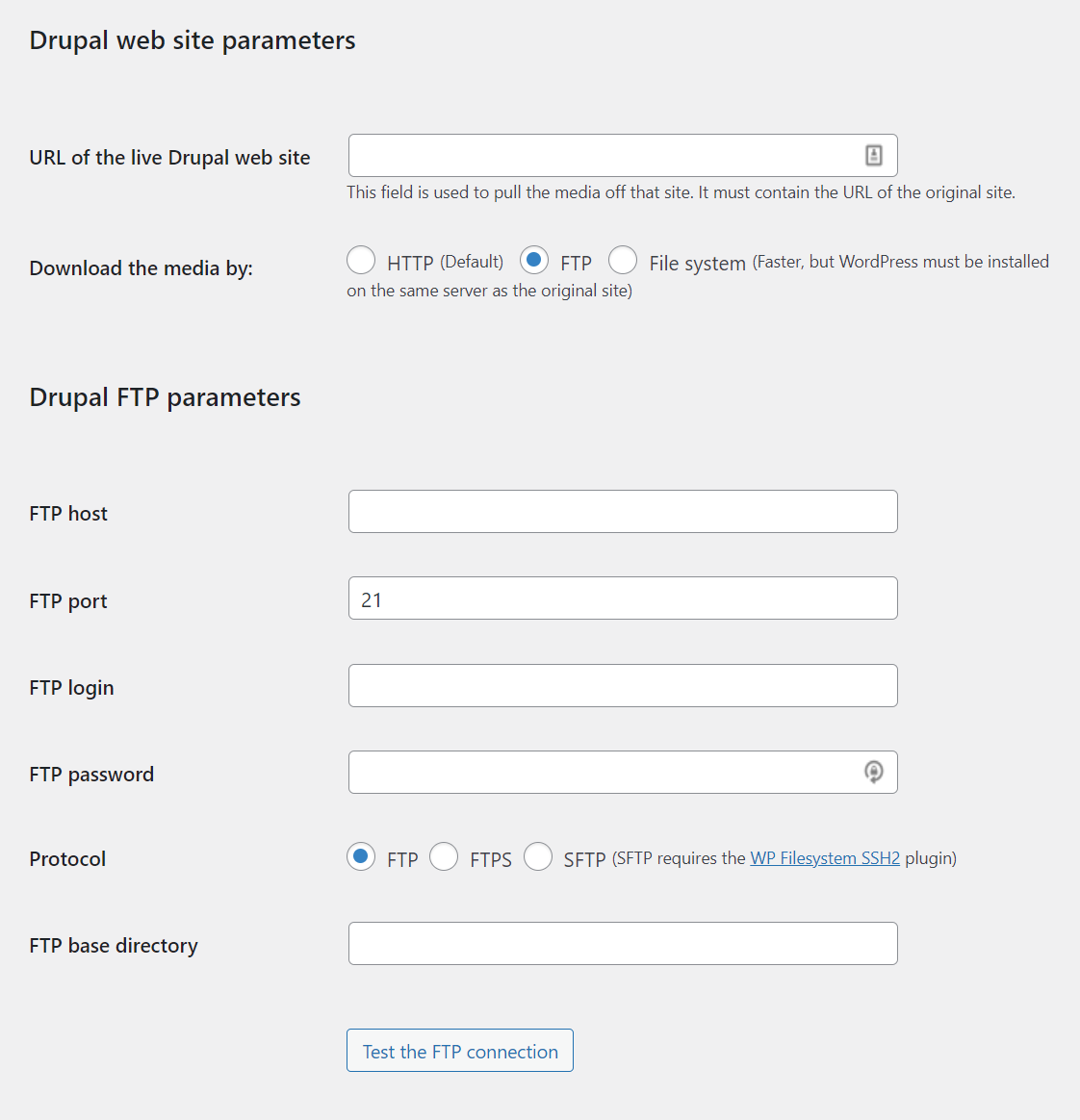 Cómo migrar de Drupal a WordPress (en 10 pasos) Ingrese las credenciales de FTP