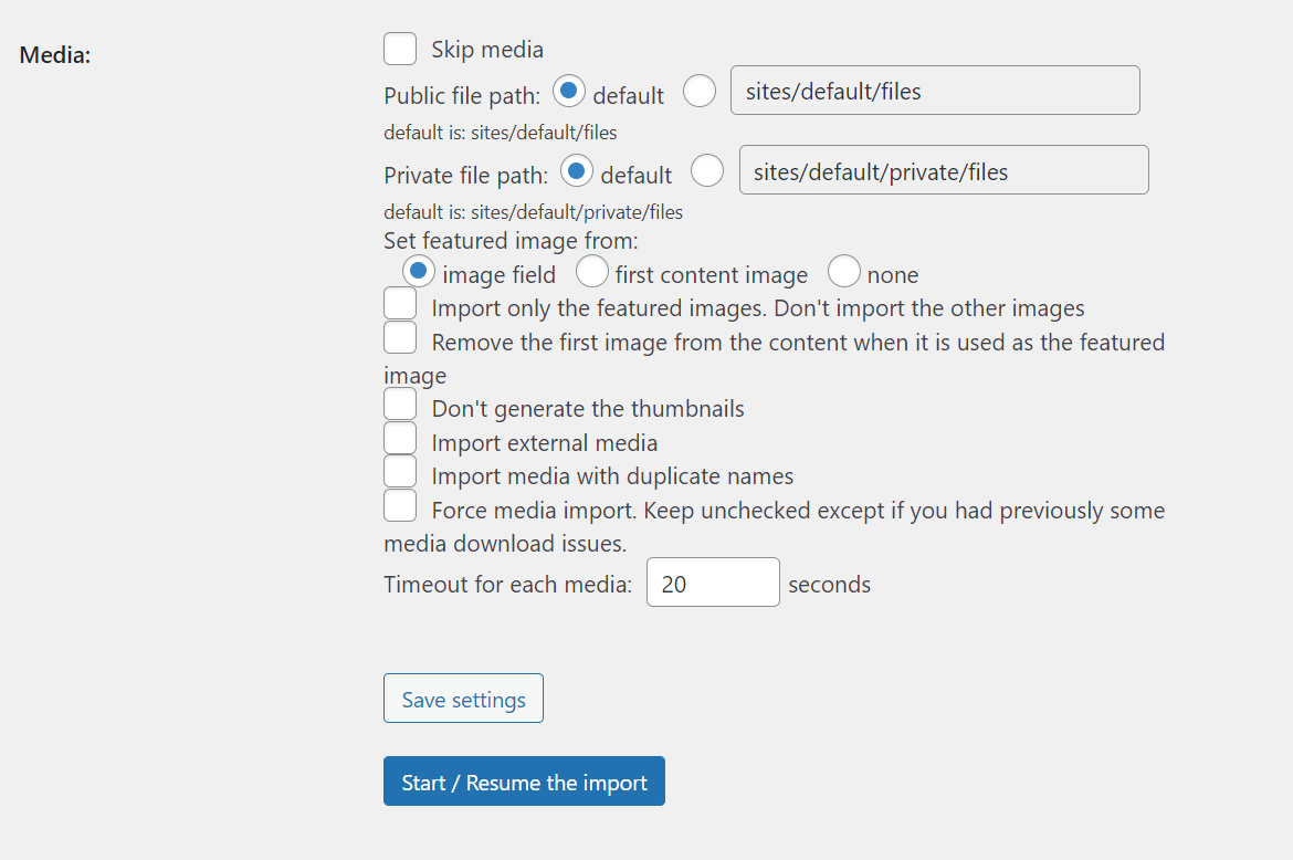 Cómo migrar de Drupal a WordPress (en 10 pasos) Configuración de medios adecuada