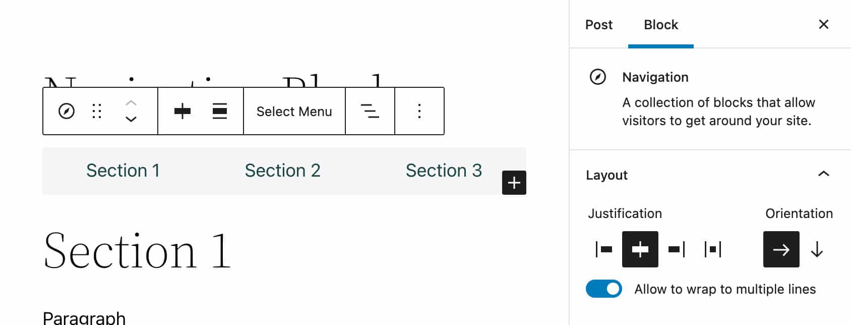 Configuraci&oacute;n del dise&ntilde;o del bloque de navegaci&oacute;n.
