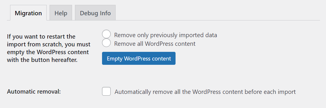 Cómo migrar de Drupal a WordPress (en 10 pasos) Seleccionar opciones de importación