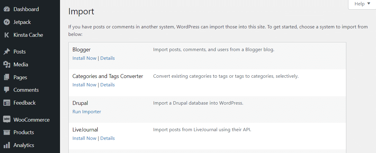 Cómo migrar de Drupal a WordPress (en 10 pasos) Ejecute la herramienta de importación de Drupal en WordPress