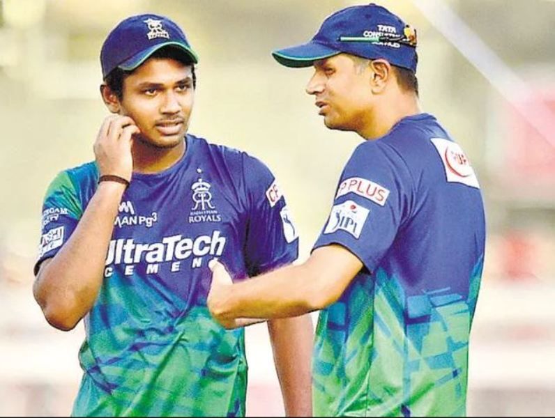 Rahul Dravid Wiki, altura, edad, novia, esposa, hijos, familia, biografía y más Rahul Dravid como mentor de Rajasthan Royals con Sanju Samson
